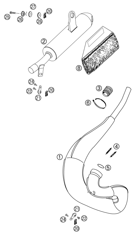 Sprängskiss: Exhaust System – KTM 50 SX PRO SENIOR LC 2002
