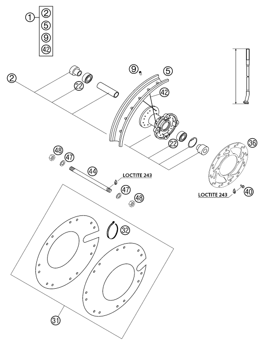 Sprängskiss: Front Wheel – KTM 50 SX PRO SENIOR LC 2002