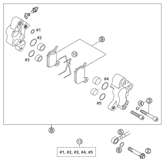 Sprängskiss: Front Brake Caliper – KTM 50 SX PRO SENIOR LC 2002