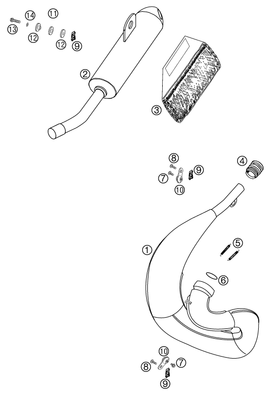 Sprängskiss: Exhaust System – KTM 65 SX 2002
