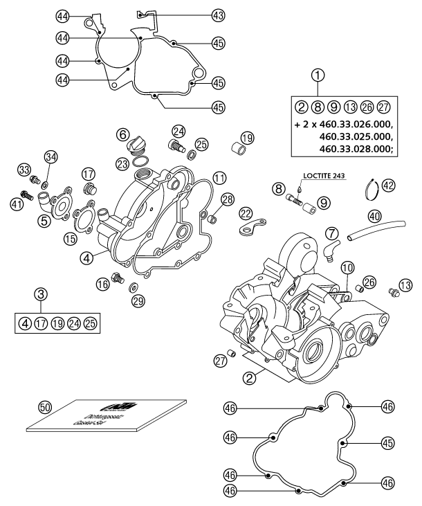Sprängskiss: Engine Case – KTM 65 SX 2002