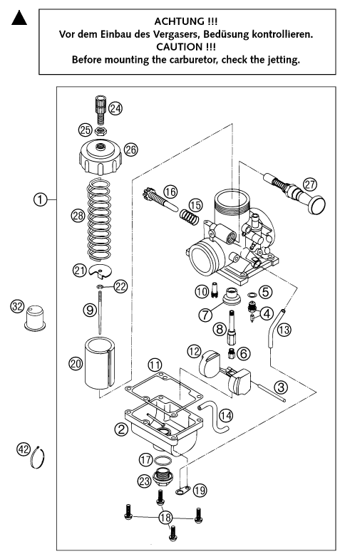 Sprängskiss: Carburetor – KTM 65 SX 2002