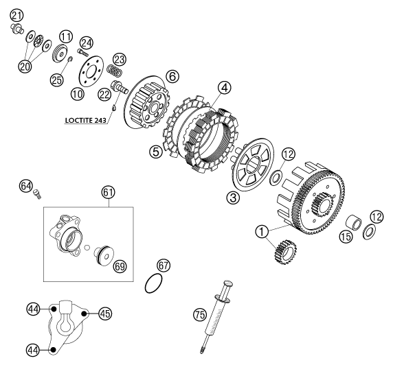Sprängskiss: Clutch – KTM 65 SX 2002