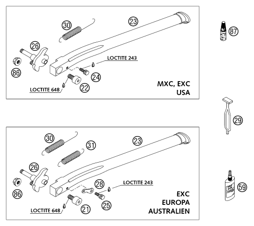 Sprängskiss: Side / Center Stand – KTM 380 EXC 2002