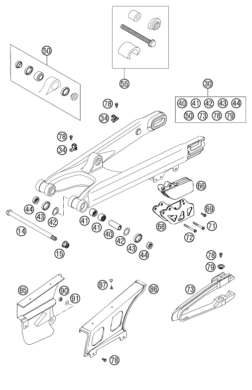 Sprängskiss: Swing Arm – KTM 125 EXC SIX-DAYS 2001