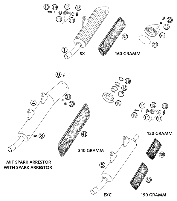 Sprängskiss: Main Silencer – KTM 125 SXS 2002