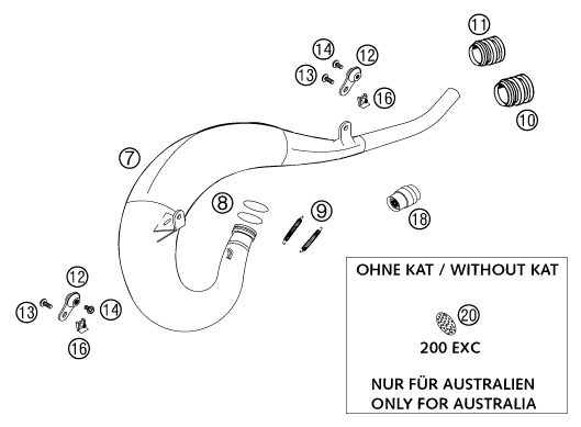 Sprängskiss: Exhaust System – KTM 125 EXC SIX-DAYS 2001