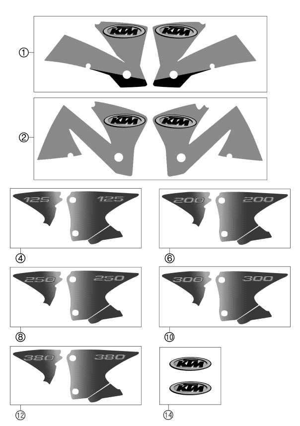 Sprängskiss: Decal – KTM 380 EXC 2002