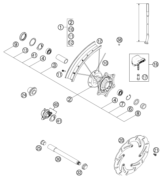 Sprängskiss: Front Wheel – KTM 380 EXC 2001