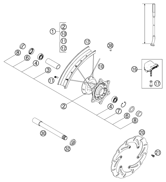 Sprängskiss: Front Wheel – KTM 380 SX 2002