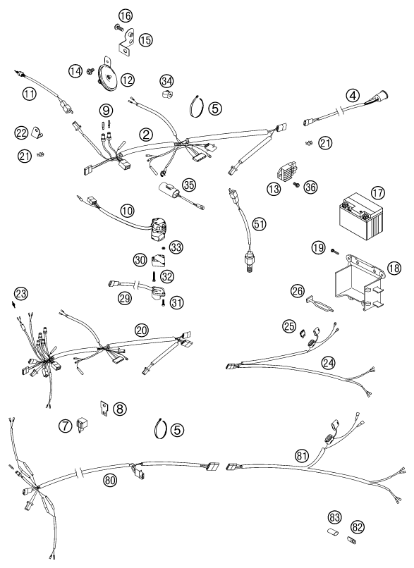 Sprängskiss: Wiring Harness – KTM 200 EXC SGP GS 2002