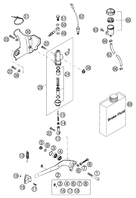 Sprängskiss: Rear Brake Control – KTM 380 EXC 2002