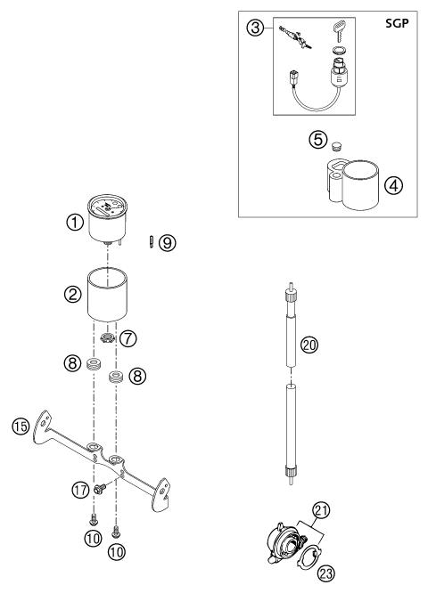 Sprängskiss: Instruments / Lock System – KTM 200 EXC 2002