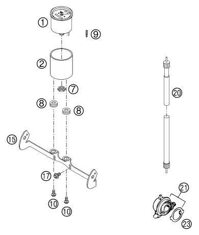Sprängskiss: Instruments / Lock System – KTM 380 SX 2000