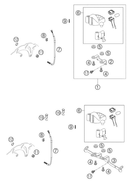 Sprängskiss: Instruments / Lock System – KTM 125 EXC SIX-DAYS 2001