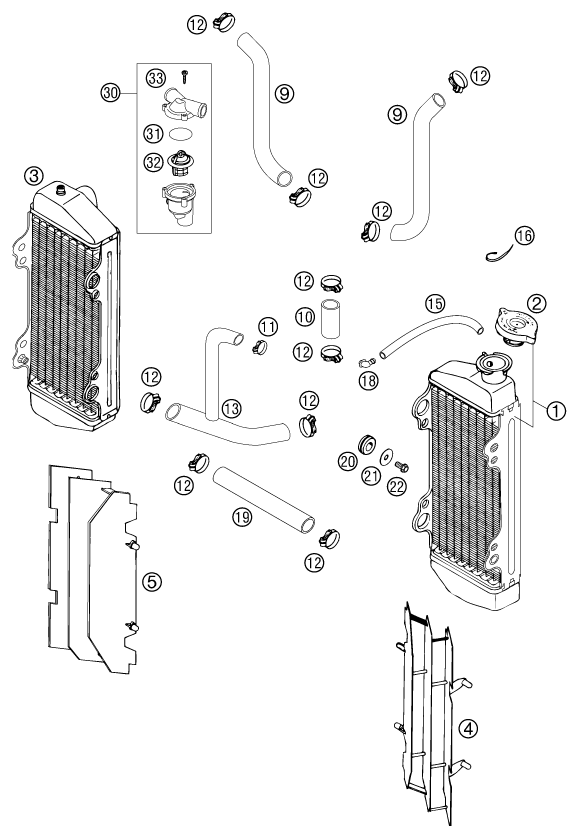 Sprängskiss: Cooling System – KTM 200 EXC 2002