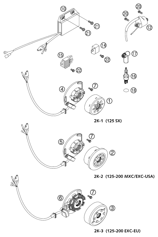 Sprängskiss: Ignition System – KTM 125 EXC SIX-DAYS 2001
