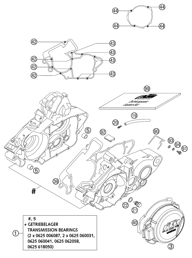 Sprängskiss: Engine Case – KTM 200 EXC SGP GS 2002