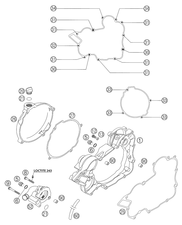 Sprängskiss: Clutch Cover – KTM 200 EXC - GS 2001
