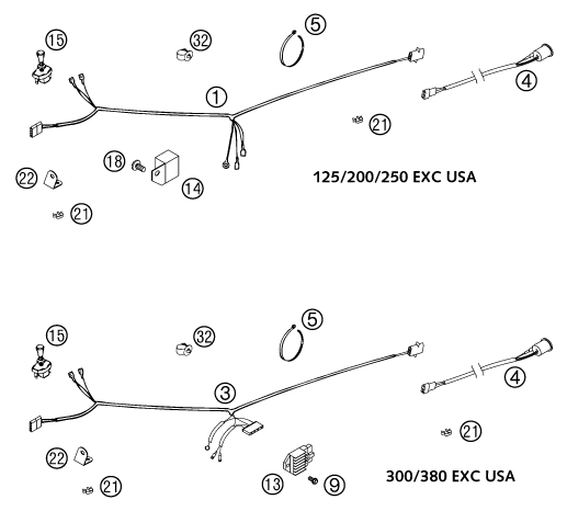 Sprängskiss: Wiring Harness – KTM 380 EXC 2002