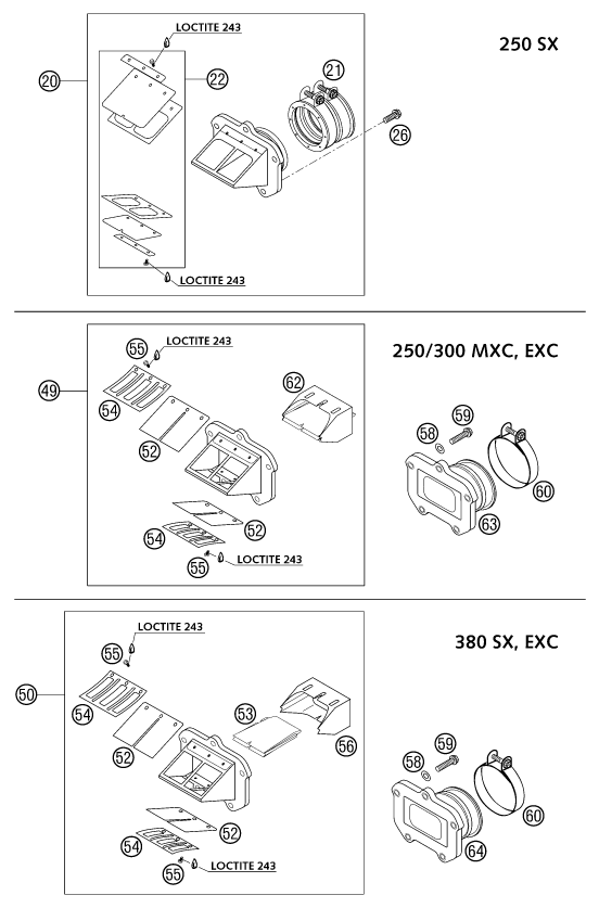 Sprängskiss: Reed Valve Case – KTM 380 SX 2002