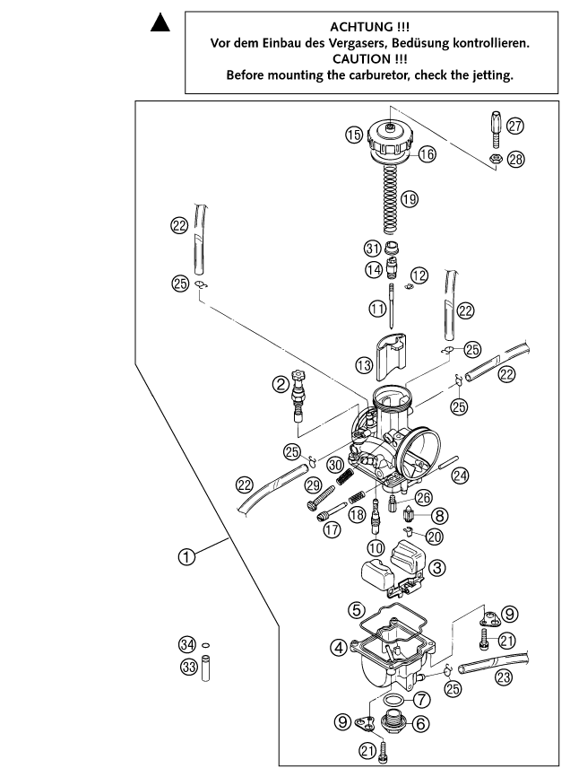 Sprängskiss: Carburetor – KTM 125 SXS 2002