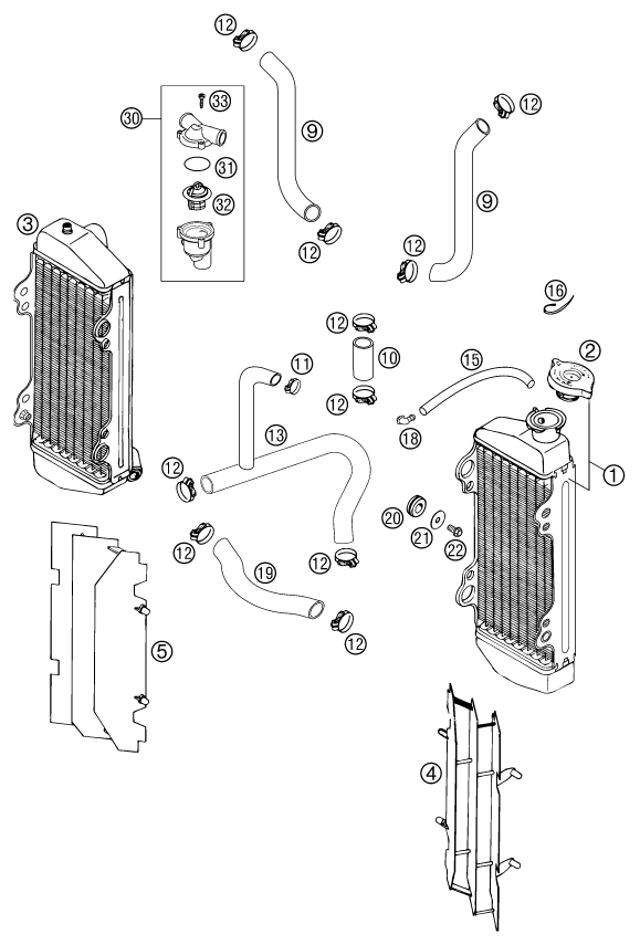 Sprängskiss: Cooling System – KTM 300 EXC SIX-DAYS 2001