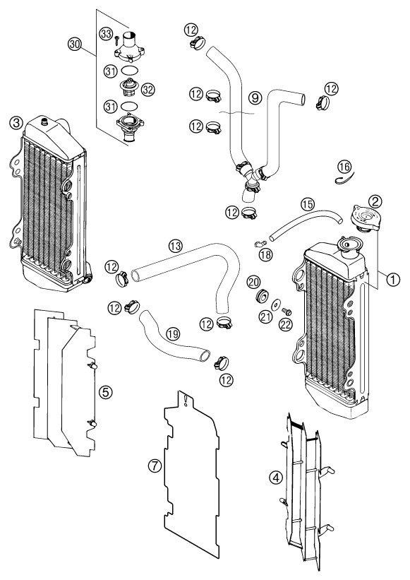 Sprängskiss: Cooling System – KTM 380 MXC 2000