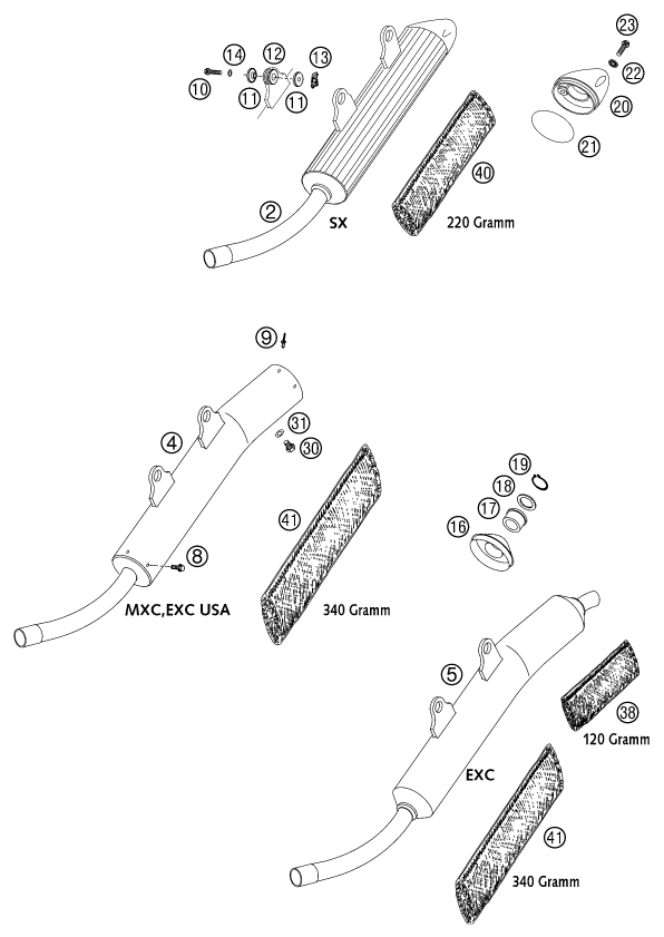 Sprängskiss: Main Silencer – KTM 380 EXC 2002