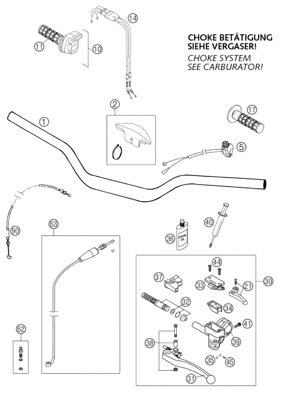 Sprängskiss: Handlebar, Controls – KTM 660 SM FACTORY REPLICA 2002
