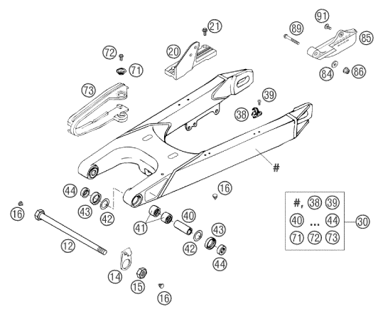 Sprängskiss: Swing Arm – KTM 660 SM FACTORY REPLICA 2002