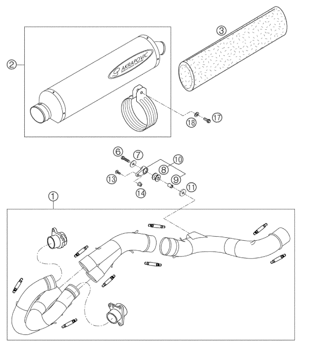 Sprängskiss: Exhaust System – KTM 660 SM FACTORY REPLICA 2002