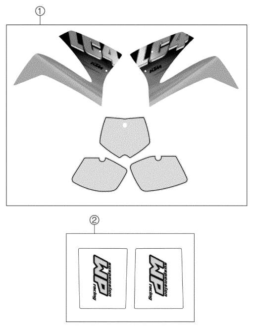 Sprängskiss: Decal – KTM 660 SM FACTORY REPLICA 2002