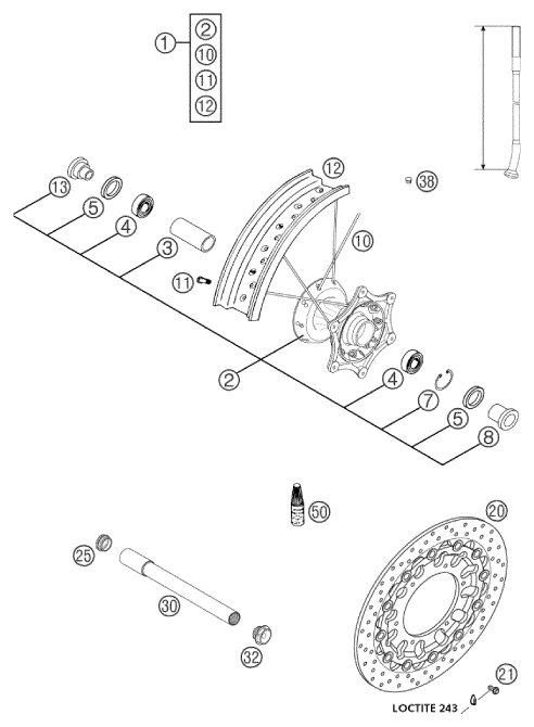 Sprängskiss: Front Wheel – KTM 660 SM FACTORY REPLICA 2002