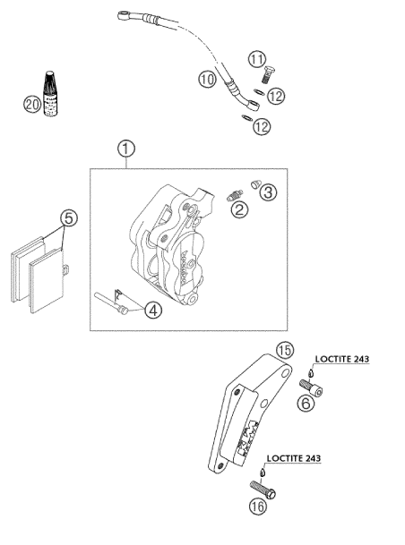 Sprängskiss: Front Brake Caliper – KTM 660 SM FACTORY REPLICA 2002