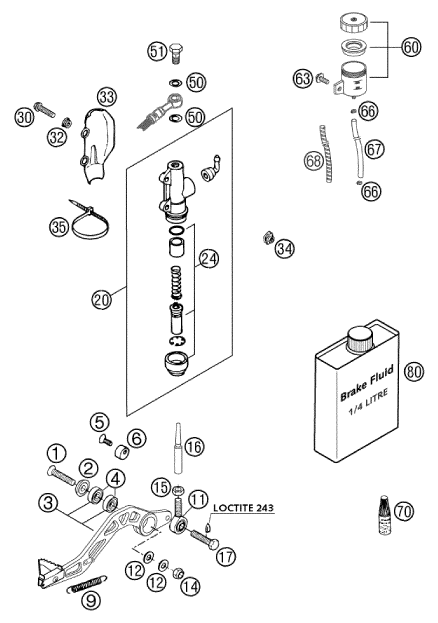 Sprängskiss: Rear Brake Control – KTM 660 SM FACTORY REPLICA 2002