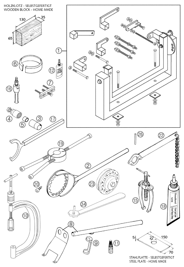 Sprängskiss: Special Tools (Engine) – KTM 660 SM FACTORY REPLICA 2002