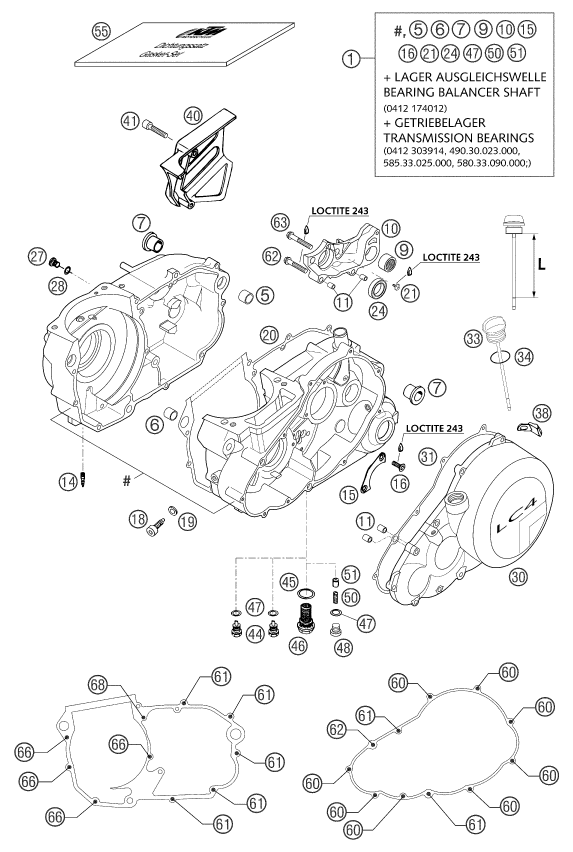 Sprängskiss: Engine Case – KTM 660 SM FACTORY REPLICA 2002