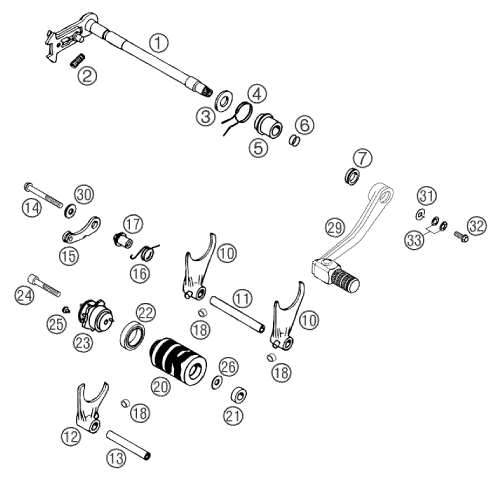 Sprängskiss: Shifting Mechanism – KTM 660 SM FACTORY REPLICA 2002