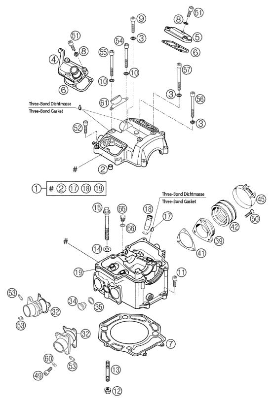 Sprängskiss: Cylinder Head – KTM 660 SM FACTORY REPLICA 2002