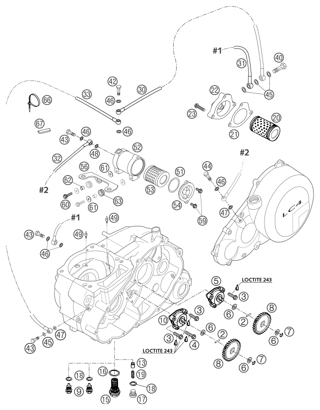 Sprängskiss: Lubricating System – KTM 660 SM FACTORY REPLICA 2002