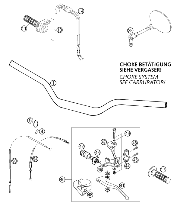 Sprängskiss: Handlebar, Controls – KTM 625 SC 2002