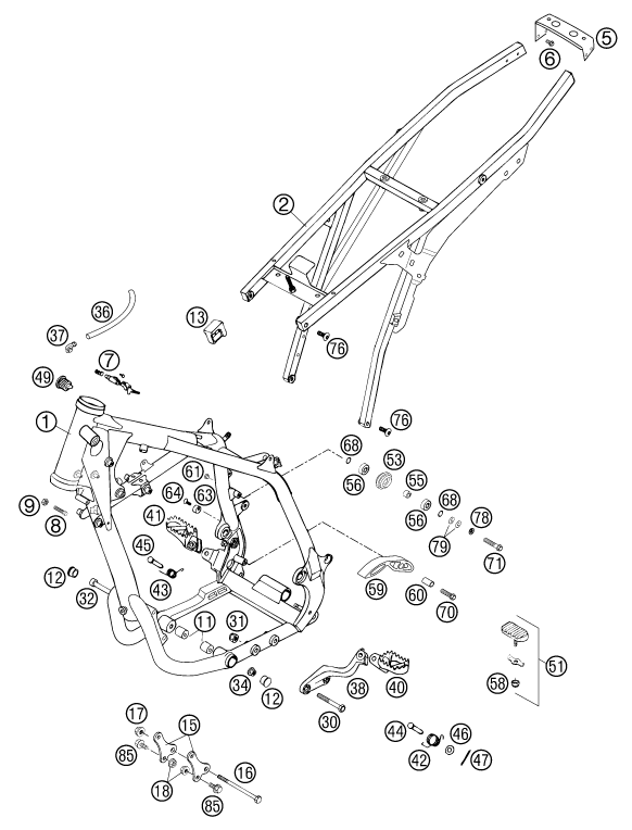 Sprängskiss: Frame – KTM 625 SC 2002