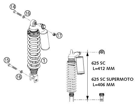 Sprängskiss: Shock Absorber – KTM 625 SC 2002