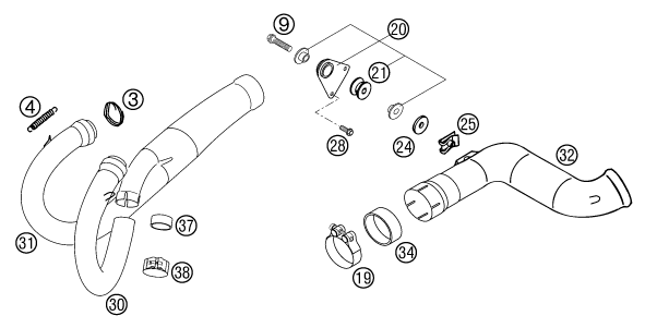 Sprängskiss: Exhaust System – KTM 625 SC 2002