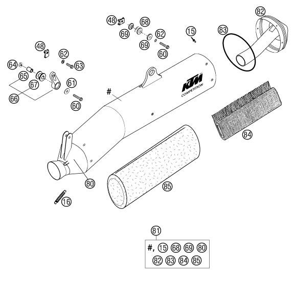 Sprängskiss: Main Silencer – KTM 625 SC 2002