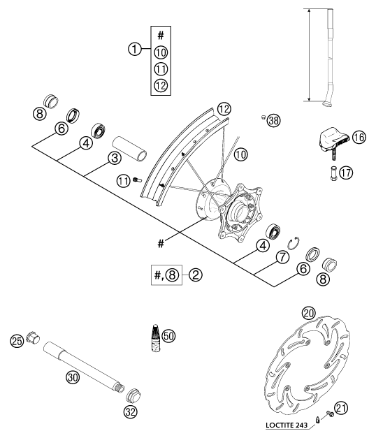 Sprängskiss: Front Wheel – KTM 625 SXC 2003