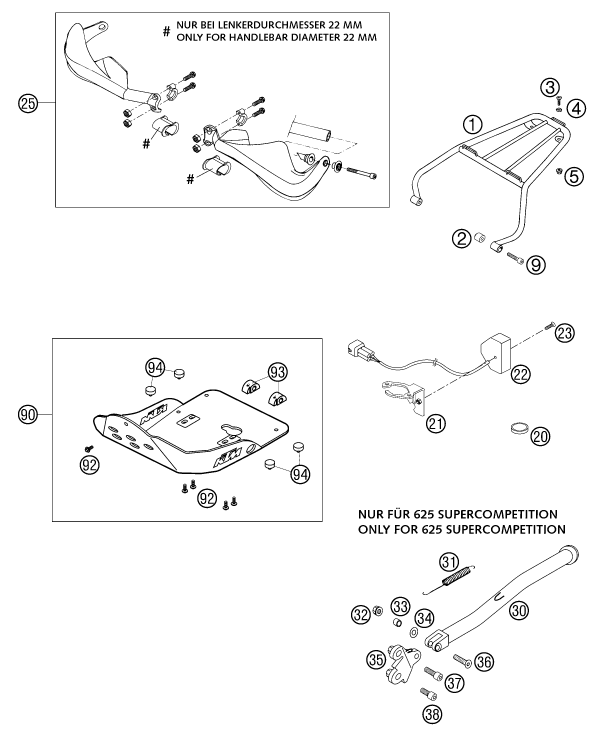 Sprängskiss: Accessories – KTM 625 SC 2002