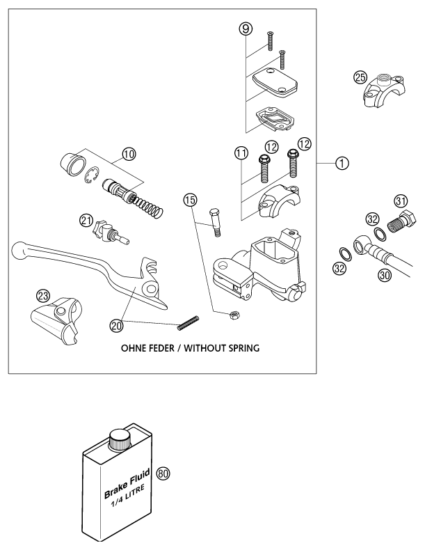 Sprängskiss: Front Brake Control – KTM 625 SXC 2003