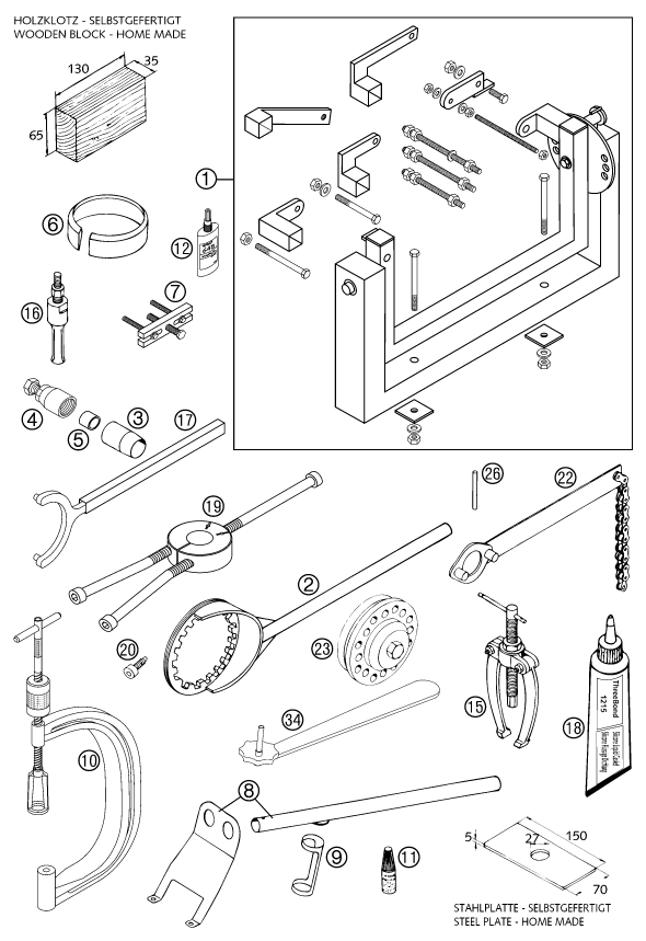 Sprängskiss: Special Tools (Engine) – KTM 625 SC 2002